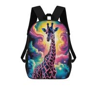 sinyumoney Colorful Giraffe in Cosmic Background Sac À Dos Scolaire Imprimé En 3D Pour Garçons Et Filles, Sac À Dos Pour Ordinateur Portable Pour Enfants/étudiants/adultes 17inch