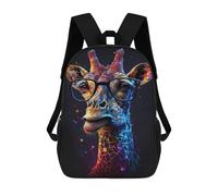 sinyumoney Colorful Giraffe with Glasses Art Print-2 17inch Sac À Dos Scolaire Imprimé En 3D Pour Enfants, Style Décontracté Et Tendance, Idéal Pour Les Voyages Et Les Études.