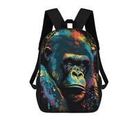 sinyumoney Colorful Gorilla Portrait -2 Sacs À Dos Scolaires Pour Garçons Et Filles, Sacs À Dos Décontractés Pour Le Sport, Sacs À Dos De Grande Capacité Pour L'école Primaire 17inch
