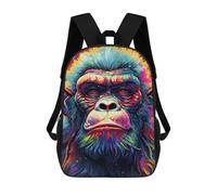 sinyumoney Colorful Gorilla Portrait -5 Sac À Dos Enfant, Cartable, Sac D'école, Motif Dessin Animé 3D, Sac Pour Ordinateur Portable, Pour Garçons Et Filles 17inch