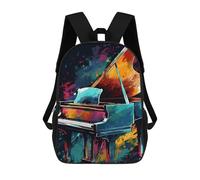 sinyumoney Colorful Grand Piano Art Sacs À Dos Scolaires Pour Garçons Et Filles, Sacs À Dos Décontractés Pour Le Sport, Sacs À Dos De Grande Capacité Pour L'école Primaire 17inch