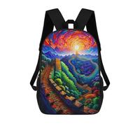 sinyumoney Colorful Great Wall Sunset Sac À Dos Scolaire Pour Enfants, Imprimé En 3D, Tendance Et Décontracté, Pour Garçons, Élèves Du Primaire Et Du Collège 17inch