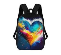 sinyumoney Colorful Heart Painting Sac À Dos Scolaire Pour Adolescents, Imprimé En 3D, Ajustable, À Poches Tendance, Pour Enfants, Garçons, Filles, Étudiants Et Adolescents 17inch