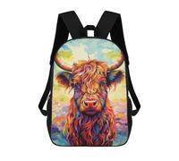 sinyumoney Colorful Highland Cow Sac À Dos Scolaire Pour Adolescents, Imprimé En 3D, Ajustable, À Poches Tendance, Pour Enfants, Garçons, Filles, Étudiants Et Adolescents 17inch