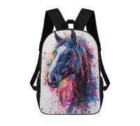 sinyumoney Colorful Horse Art Print-2 Sac À Dos Scolaire Pour Enfants, 43 Cm (17 Pouces), Imprimé En 3D, Pour Garçons, Élèves Du Primaire Et Du Collège