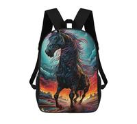 sinyumoney Colorful Horse in Flames Sac À Dos En Peluche À Motif Dessin Animé, Sac À Dos 3D Pour Enfants, Idée Cadeau D'anniversaire Pour Garçons Et Filles 17inch