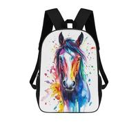 sinyumoney Colorful Horse Watercolor Sacs À Dos Pour Enfants, Cartables Imprimés En 3D, Sacs À Dos Pour Élèves Du Primaire Et Du Collège (garçons Et Filles) 17inch