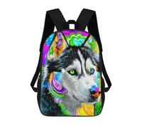 sinyumoney Colorful Husky Art Print Sacs À Dos Imprimés En 3D Pour Enfants, Sacs D'école Tendance Pour Garçons, Élèves Du Primaire Et Du Collège 17inch
