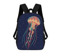 sinyumoney Colorful Jellyfish Illustration on Dark Blue Sacs À Dos Scolaires Pour Enfants, Sac D'école Imprimé En 3D Pour Garçons, Élèves Du Primaire Et Du Collège 17inch