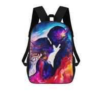sinyumoney Colorful Kiss Abstract Artwork Sac À Dos Scolaire Pour Enfants 17 Pouces, Sac À Dos Décontracté Pour Les Voyages, Grand Sac À Dos De Jour Pour Garçons Et Filles 17inch