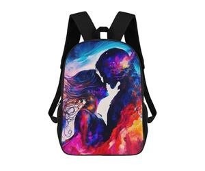 sinyumoney Colorful Kiss Abstract Artwork Sac À Dos Scolaire Pour Enfants 17 Pouces, Sac À Dos Décontracté Pour Les Voyages, Grand Sac À Dos De Jour Pour Garçons Et Filles 17inch