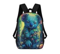 sinyumoney Colorful Koala in Fantasy Forest Sac À Dos Scolaire Pour Enfants, Grand Sac À Dos 3D, Cadeau Pour Enfants 17inch