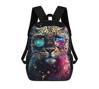 sinyumoney Colorful Leopard Glasses Art Print 17inch Sacs À Dos Scolaires Imprimés En 3D - Sacs À Dos Tendance Pour Garçons Du Primaire Et Du Collège