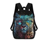 sinyumoney Colorful Leopard Glasses Art Print-2 Sac À Dos Scolaire Pour Enfants, 43 Cm (17 Pouces), Imprimé En 3D, Pour Garçons, Élèves Du Primaire Et Du Collège