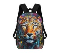 sinyumoney Colorful Leopard Portrait -14 Sac À Dos Imprimé 3D Pour Enfants, Sac À Dos Léger Pour Écoliers Et Écoliers, Sac À Goûter Pour La Crèche 17inch