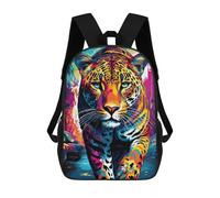 sinyumoney Colorful Leopard Portrait -2 Sac À Dos Scolaire Pour Enfants 17 Pouces, Sac À Dos Décontracté Pour Les Voyages, Grand Sac À Dos De Jour Pour Garçons Et Filles 17inch