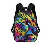 sinyumoney Colorful Leopard Portrait -5 Sac À Dos Enfant, Sac D'école, Sac À Dos Imprimé 3D Avec Motif De Dessin Animé, Grande Capacité, Pour Garçons Et Filles 17inch