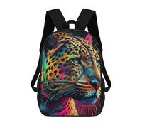 sinyumoney Colorful Leopard Portrait -7 Sac À Dos Enfant, Cartable, Sac D'école, Motif Dessin Animé 3D, Sac Pour Ordinateur Portable, Pour Garçons Et Filles 17inch