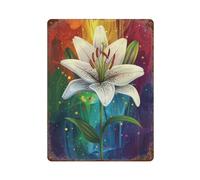 sinyumoney Colorful Lily Flower Art-3 Décoration Murale En Métal Pour Accessoires De Camping-car, Bar, Cuisine, Jardin15.7 x11.8
