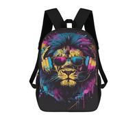 sinyumoney Colorful Lion Headphones Art Print -4 Sac À Dos Enfant, Sac D'école, Sac À Dos Imprimé 3D Avec Motif De Dessin Animé, Grande Capacité, Pour Garçons Et Filles 17inch