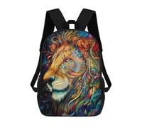 sinyumoney Colorful Lion Portrait -2 Sacs À Dos Imprimés En 3D Pour Enfants, Sacs D'école Tendance Pour Garçons, Élèves Du Primaire Et Du Collège 17inch