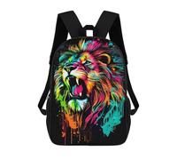sinyumoney Colorful Lion Roar Artwork -1 Sac À Dos Scolaire Pour Enfants, Imprimé En 3D, Pour Garçons, Élèves Du Primaire Et Du Collège 17inch