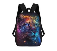 sinyumoney Colorful Lion with Glasses Art Print -4 Sacs À Dos Tendance Imprimés En 3D 17inch Sac D'école Décontracté Pour Enfants, Garçons, Élèves Du Primaire Et Du Collège