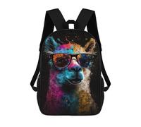 sinyumoney Colorful Llama Sunglasses Art Print Sac À Dos Scolaire Pour Enfants, 43 Cm (17 Pouces), Imprimé En 3D, Pour Garçons, Élèves Du Primaire Et Du Collège