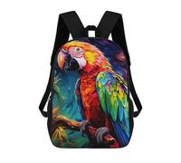 sinyumoney Colorful Macaw in Artwork Sac À Dos Scolaire Pour Enfants, Sac À Dos De Voyage Décontracté, Grand Sac À Dos Pour Garçons Et Filles 17inch