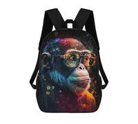 sinyumoney Colorful Monkey Art Print-1 Sacs À Dos Tendance Imprimés En 3D 17inch Sac D'école Décontracté Pour Enfants, Garçons, Élèves Du Primaire Et Du Collège
