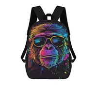 sinyumoney Colorful Monkey Art Print-3 Sacs À Dos Tendance Imprimés En 3D 17inch Sac D'école Décontracté Pour Enfants, Garçons, Élèves Du Primaire Et Du Collège