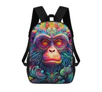 sinyumoney Colorful Monkey Illustration Sac À Dos Scolaire Pour Enfants, Grand Sac À Dos 3D, Cadeau Pour Enfants 17inch