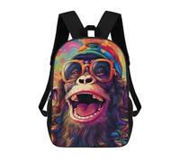 sinyumoney Colorful Monkey Portrait-14 Sac À Dos Scolaire Imprimé En 3D Pour Enfants, Sac À Dos De Voyage Tendance Et Décontracté Pour Écoliers 17inch