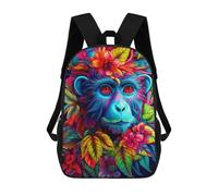 sinyumoney Colorful Monkey Portrait-3 Sacs À Dos, Sac À Dos Enfant, Sac D'école, Sac À Dos De Voyage Imprimé En 3D, Accessoire De Mode, Sac À Dos Imperméable Pour Enfants 17inch