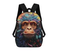sinyumoney Colorful Monkey Portrait-6 Sac À Dos Scolaire Imprimé En 3D, Sac À Dos Tendance Pour Enfants, Sac À Dos Pour Garçons, Élèves Du Collège 17inch