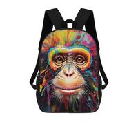 sinyumoney Colorful Monkey Portrait-9 Sac À Dos Scolaire Pour Enfants, Imprimé En 3D, Tendance Et Décontracté, Pour Garçons, Élèves Du Primaire Et Du Collège 17inch