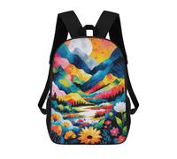 sinyumoney Colorful Mountain Landscape Sac À Dos Scolaire Imprimé En 3D, Sac À Dos Décontracté Pour Enfants, Sac D'école Imprimé En 3D Pour Garçons, Primaire Et Collège 17inch