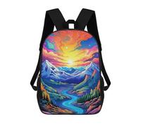 sinyumoney Colorful Mountain Sunset Landscape-3 17inch Sac À Dos Scolaire Imprimé En 3D Pour Enfants, Style Décontracté Et Tendance, Idéal Pour Les Voyages Et Les Études.