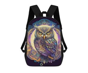 sinyumoney Colorful Mystical Owl Artwork Sac À Dos Scolaire Pour Enfants 17 Pouces, Sac À Dos Décontracté Pour Les Voyages, Grand Sac À Dos De Jour Pour Garçons Et Filles 17inch