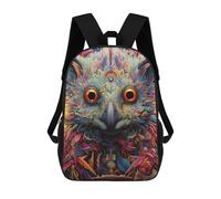 sinyumoney Colorful Mythical Bird Artwork Sac à dos d'école pour enfants, Sacs à dos imprimés en 3D, Sacs à dos d'école à la mode pour garçons, écoliers primaires et collèges, Colorful Owl Portrait-5