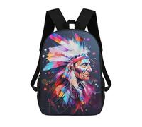 sinyumoney Colorful Native American Chief Art Print 17inch Sac À Dos Scolaire Imprimé En 3D Pour Enfants, Style Décontracté Et Tendance, Idéal Pour Les Voyages Et Les Études.
