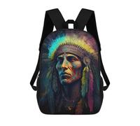 sinyumoney Colorful Native American Portrait Sacs À Dos Scolaires Pour Garçons Et Filles, Sacs À Dos Décontractés Pour Le Sport, Sacs À Dos De Grande Capacité Pour L'école Primaire 17inch