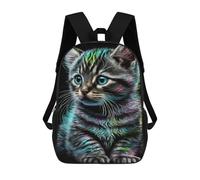 sinyumoney Colorful Neon Kitten Sacs À Dos Tendance Imprimés En 3D 17inch Sac D'école Décontracté Pour Enfants, Garçons, Élèves Du Primaire Et Du Collège