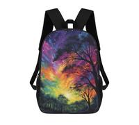 sinyumoney Colorful Night Sky with Trees Sacs À Dos Pour Enfants, Cartables Imprimés En 3D, Sacs À Dos Pour Élèves Du Primaire Et Du Collège (garçons Et Filles) 17inch