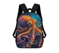 sinyumoney Colorful Octopus Painting Artwork 17inch Sacs À Dos Scolaires Imprimés En 3D - Sacs À Dos Tendance Pour Garçons Du Primaire Et Du Collège