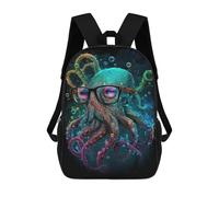 sinyumoney Colorful Octopus with Glasses Art Print Sac À Dos Imprimé Pour Enfants, Sac D'école, Sac De Voyage Pour Adultes Et Enfants 17inch