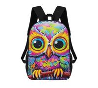 sinyumoney Colorful Owl Artwork-15 Sac À Dos Scolaire Pour Enfants 17 Pouces, Sac À Dos Décontracté Pour Les Voyages, Grand Sac À Dos De Jour Pour Garçons Et Filles 17inch