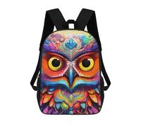 sinyumoney Colorful Owl Illustration-4 Sac À Dos Scolaire Pour Enfants, Imprimé En 3D, Pour Garçons, Élèves Du Primaire Et Du Collège 17inch