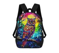 sinyumoney Colorful Owl Stained Glass Sacs À Dos Imprimés En 3D Pour Enfants, Sacs D'école Tendance Pour Garçons, Sacs De Voyage, Sacs Scolaires Pour Élèves Du Primaire 17inch