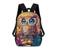 sinyumoney Colorful Owl with Blue Eyes Sacs À Dos Imprimés En 3D Pour Enfants 17inch Sacs À Dos Tendance Et Décontractés Pour La Journée, Sacs De Voyage, Sacs À Dos D'extérieur Pour Garçons Et Filles